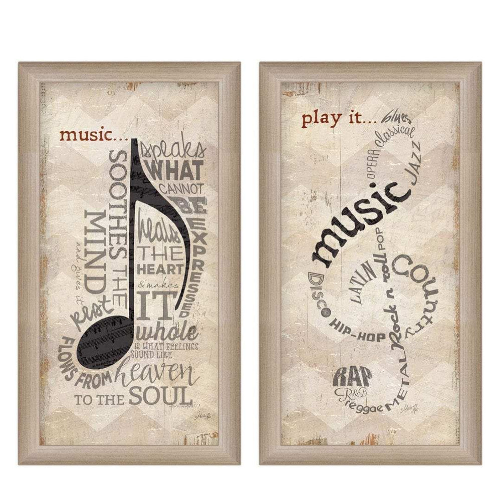 Set Of Two Musical NotesBrown Framed Print Wall Art - Homeroots - Flyclothing LLC