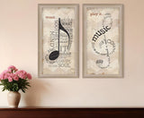Set Of Two Musical NotesBrown Framed Print Wall Art - Homeroots