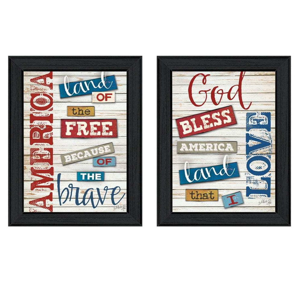Set Of Two American 1 Black Framed Print Wall Art - Homeroots - Flyclothing LLC