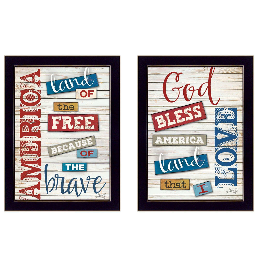 Set Of Two American 2 Black Framed Print Wall Art - Homeroots - Flyclothing LLC