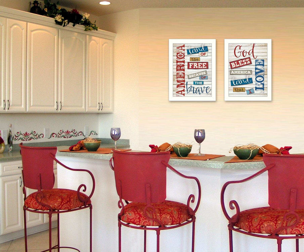 Set Of Two American 3 White Framed Print Wall Art - Homeroots - Flyclothing LLC