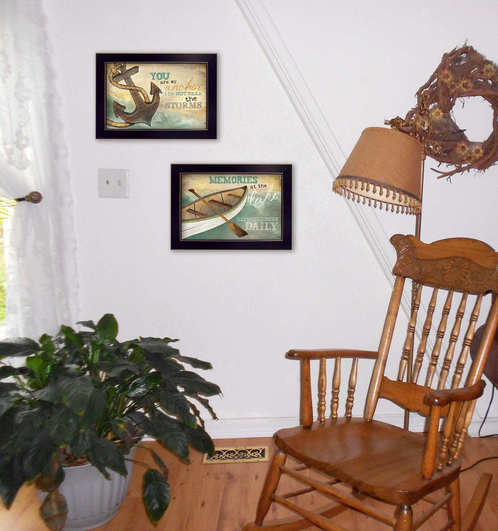 Set Of Two Memories at the Lake Black Framed Print Wall Art - Homeroots - Flyclothing LLC