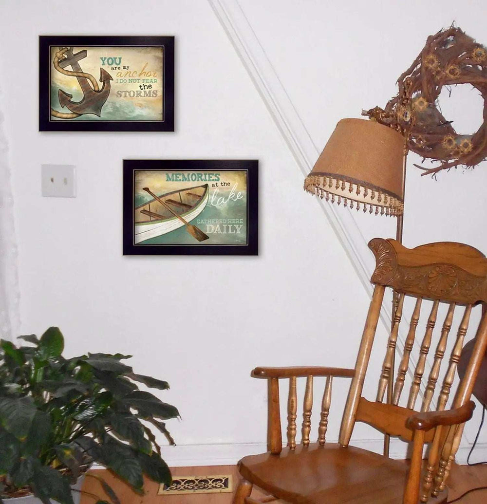 Set Of Two Memories at the Lake Black Framed Print Wall Art - Homeroots - Flyclothing LLC