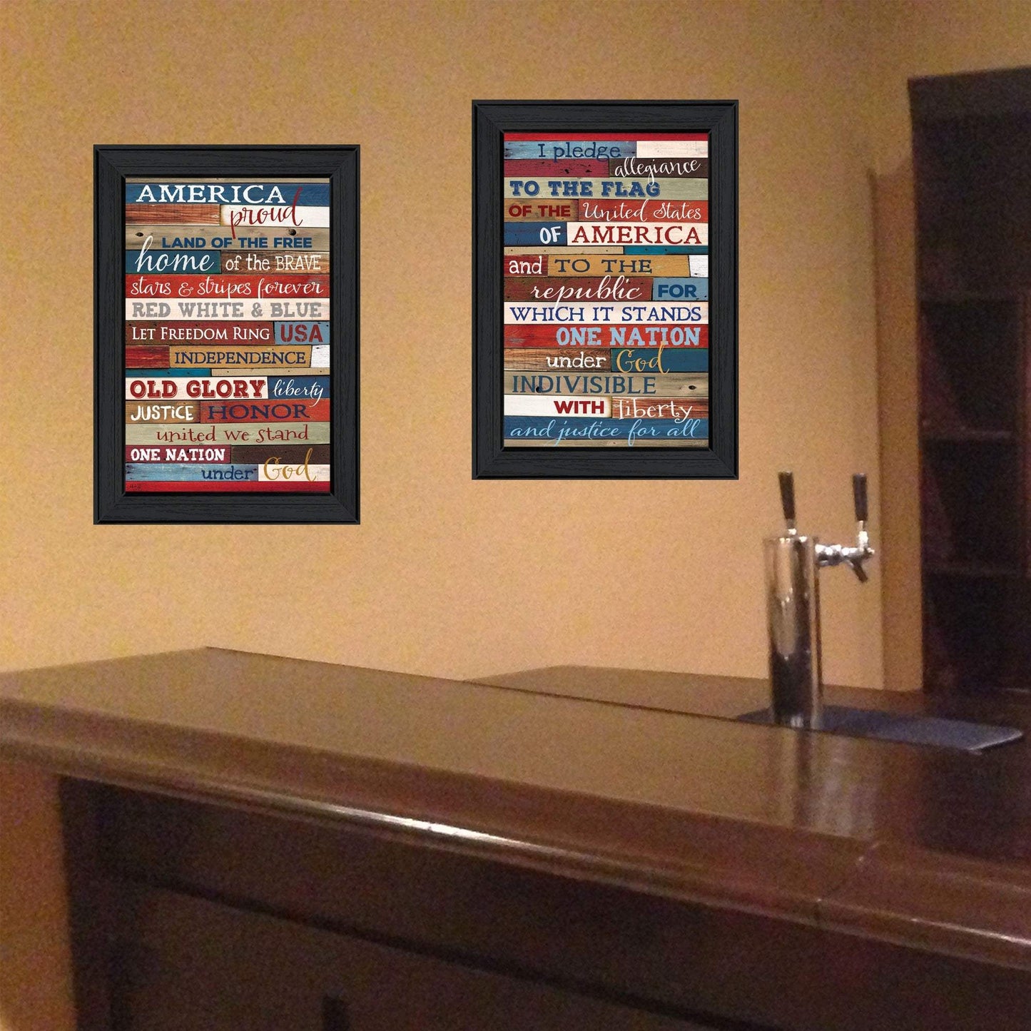 Set Of Two America Proud I Black Framed Print Wall Art - Homeroots - Flyclothing LLC