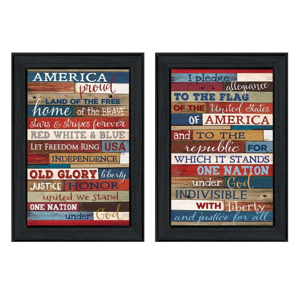 Set Of Two America Proud I Black Framed Print Wall Art - Homeroots - Flyclothing LLC