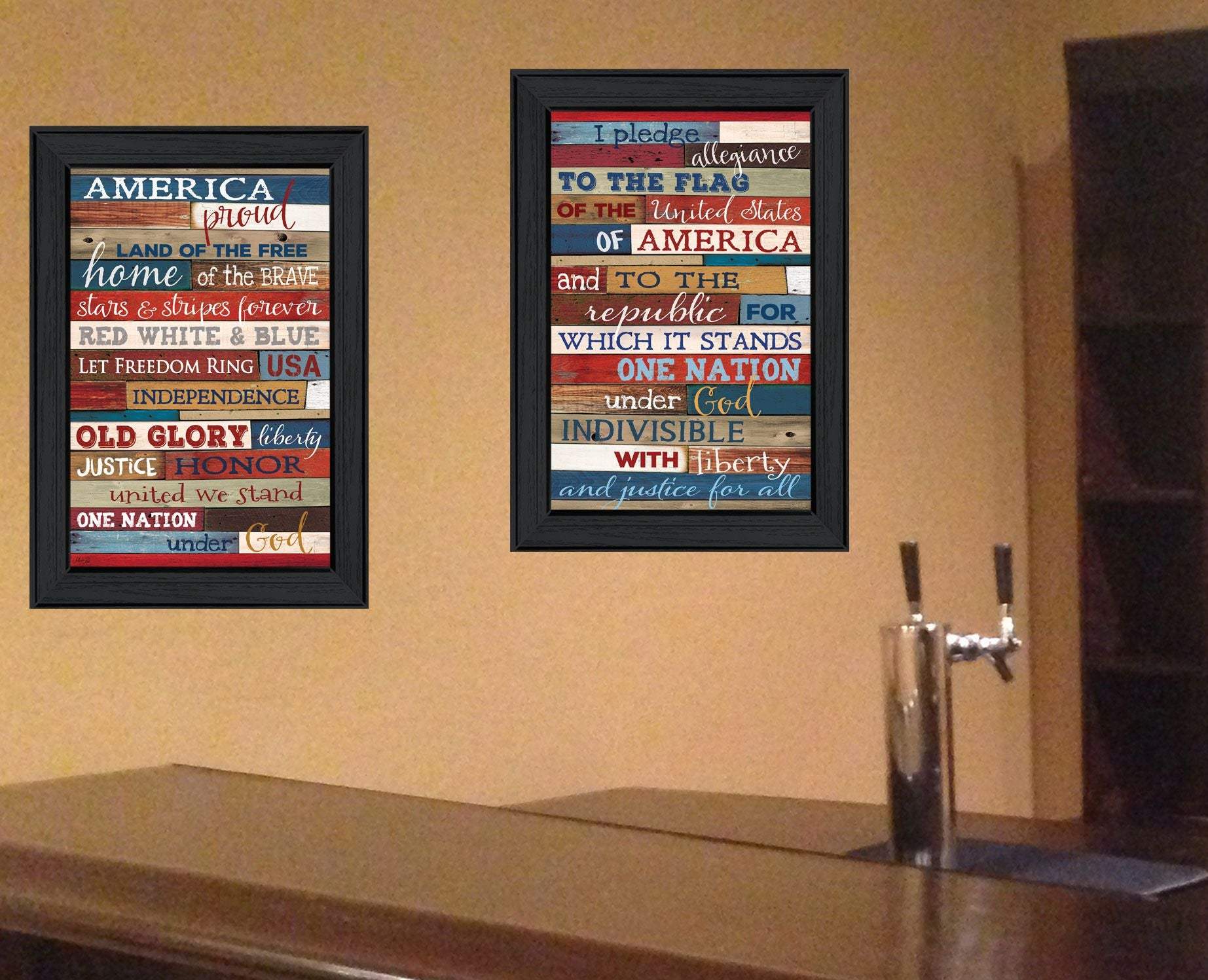 Set Of Two America Proud I Black Framed Print Wall Art - Homeroots - Flyclothing LLC