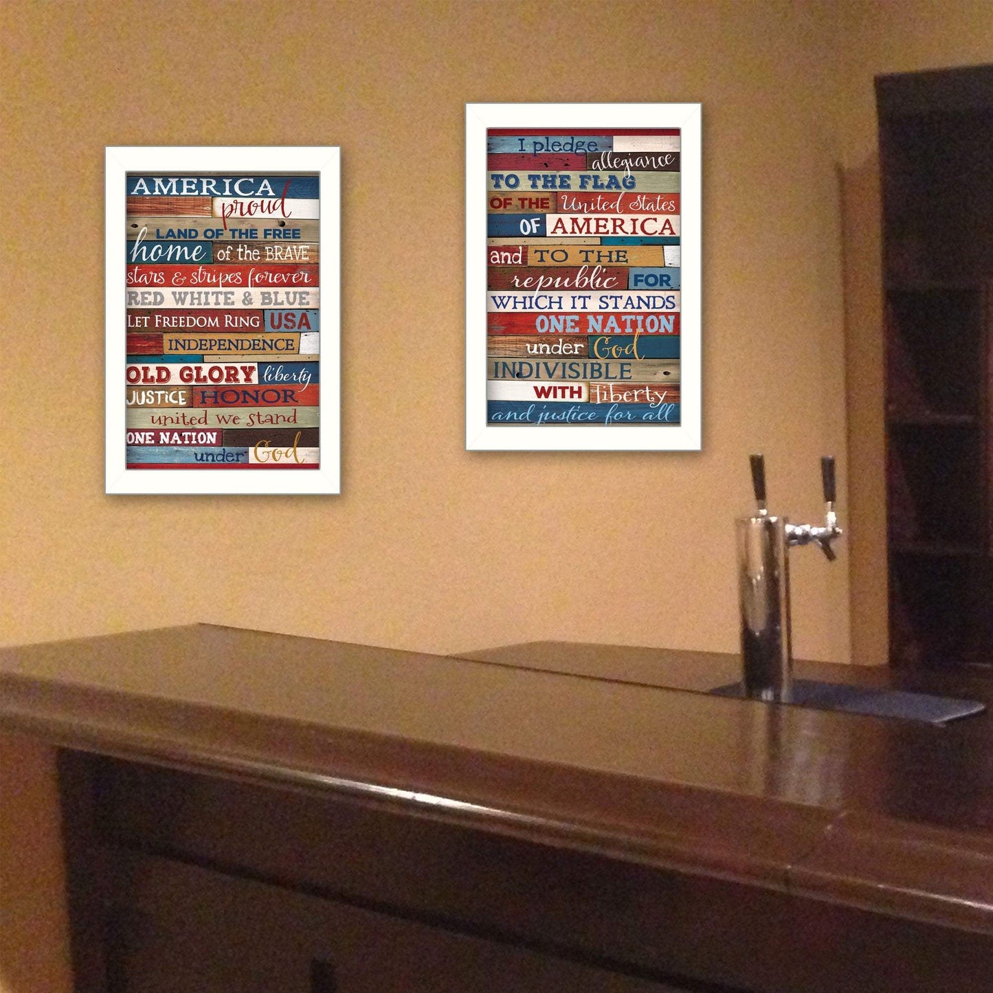 Set Of Two America Proud White Framed Print Wall Art - Homeroots - Flyclothing LLC