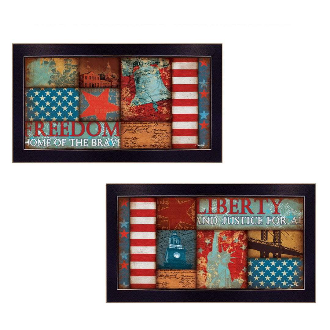 Set Of Two Liberty and Freedom Black Framed Print Wall Art - Homeroots - Flyclothing LLC