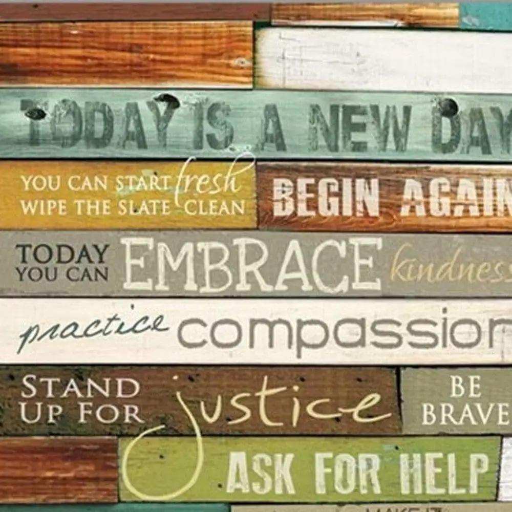 Set Of Two Today is a New Day Faux Wood Slat White Framed Print Wall Art - Homeroots - Flyclothing LLC