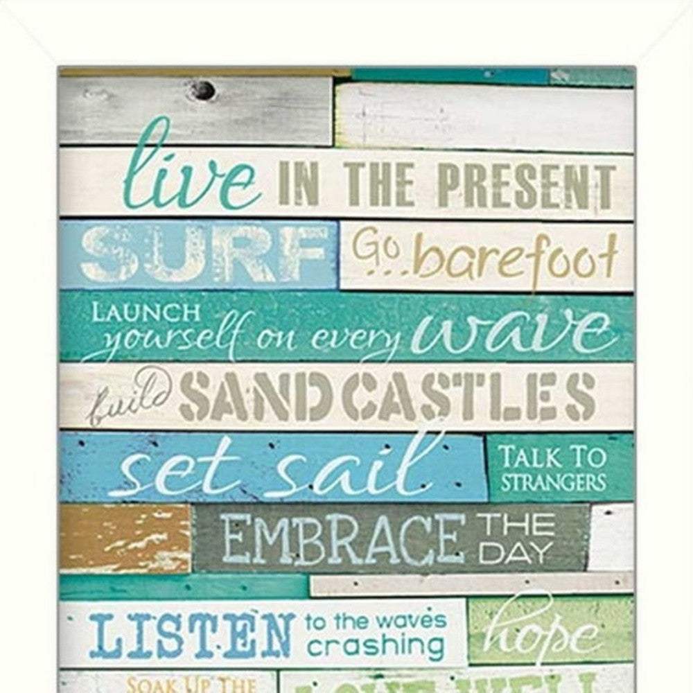 Set Of Two Live in the Present White Framed Print Wall Art - Homeroots - Flyclothing LLC
