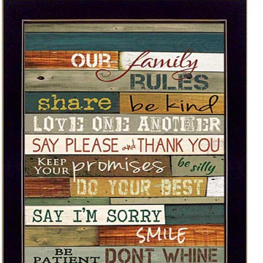 Set Of Two Family and Man Cave Rules 1 Black Framed Print Wall Art - Homeroots - Flyclothing LLC