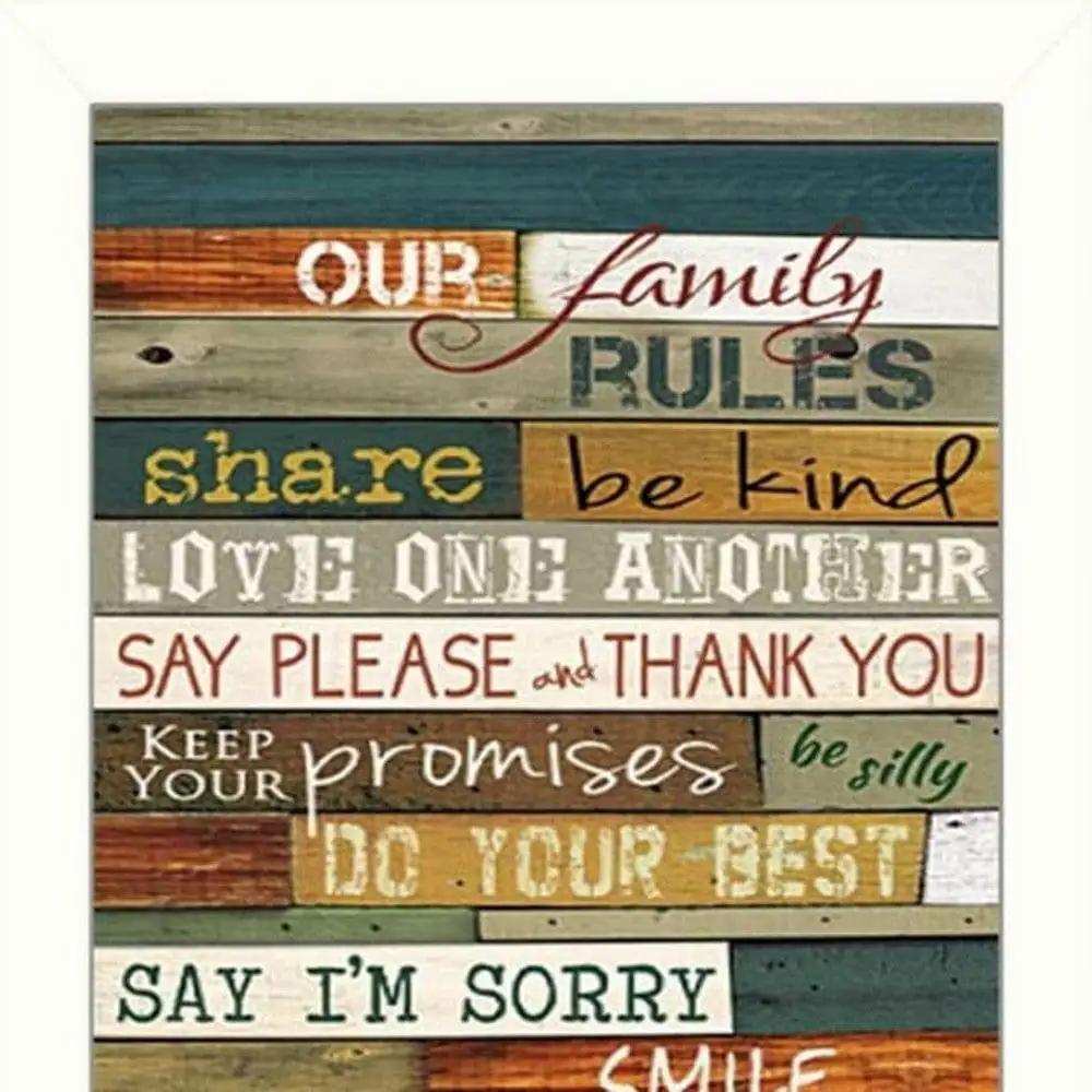 Set Of Two Family and Man Cave Rules 2 White Framed Print Wall Art - Homeroots - Flyclothing LLC