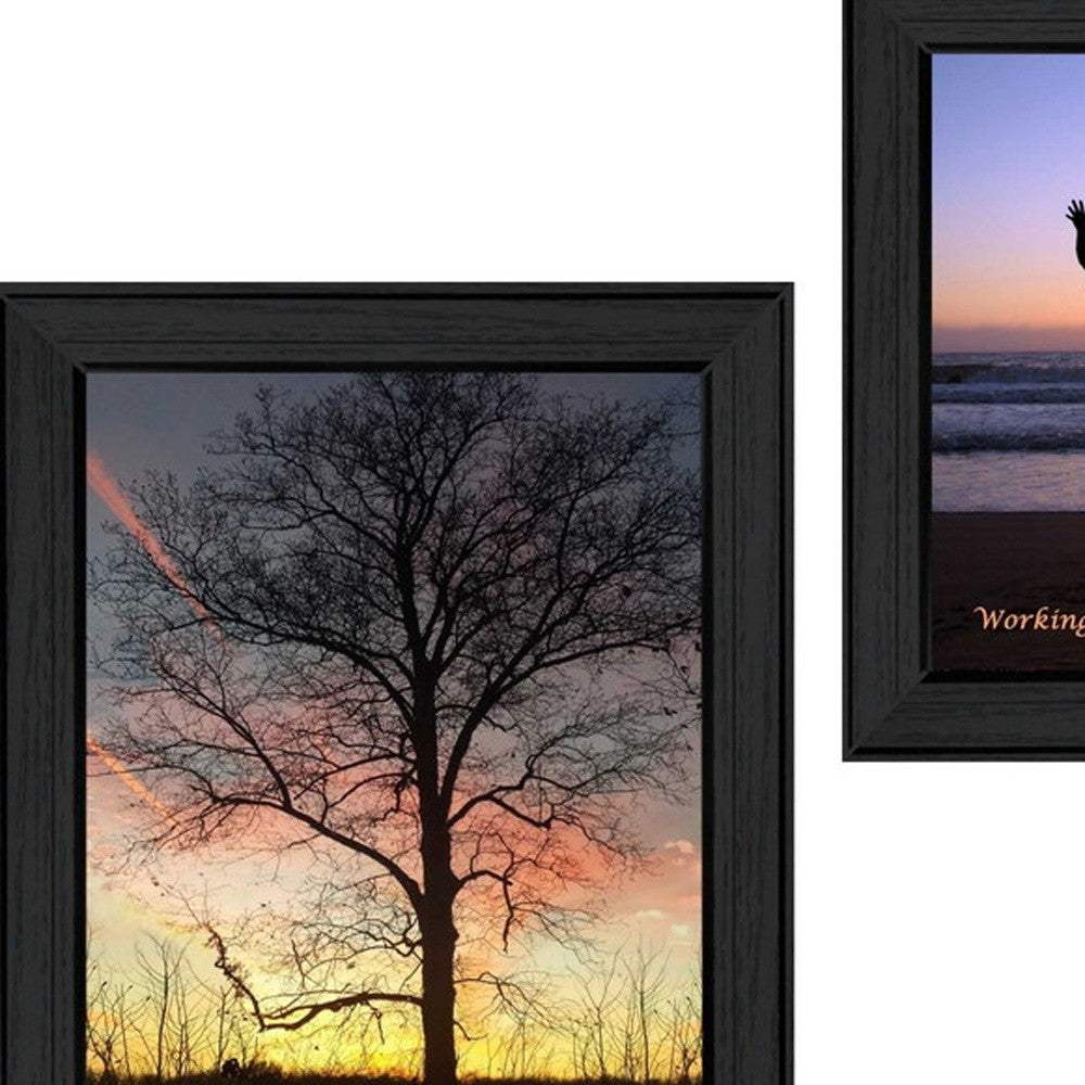 Set Of Two Passion and Teamwork Black Framed Print Wall Art - Homeroots - Flyclothing LLC