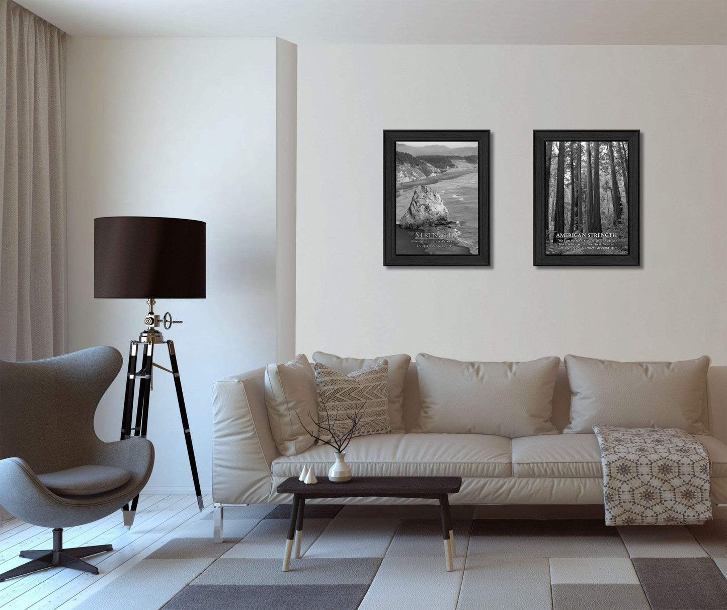 Set Of Two Strength 2 Black Framed Print Wall Art - Homeroots - Flyclothing LLC
