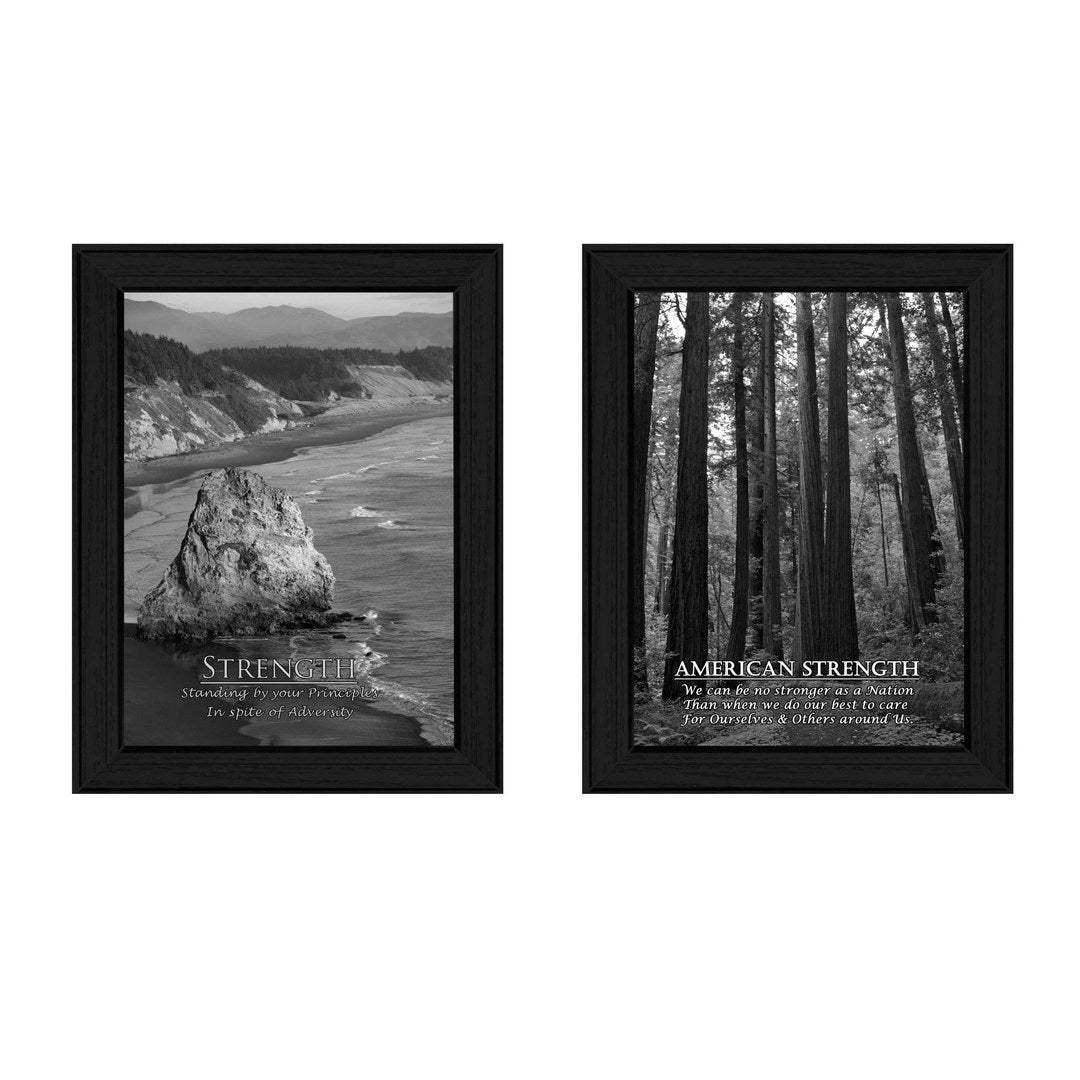 Set Of Two Strength 2 Black Framed Print Wall Art - Homeroots - Flyclothing LLC