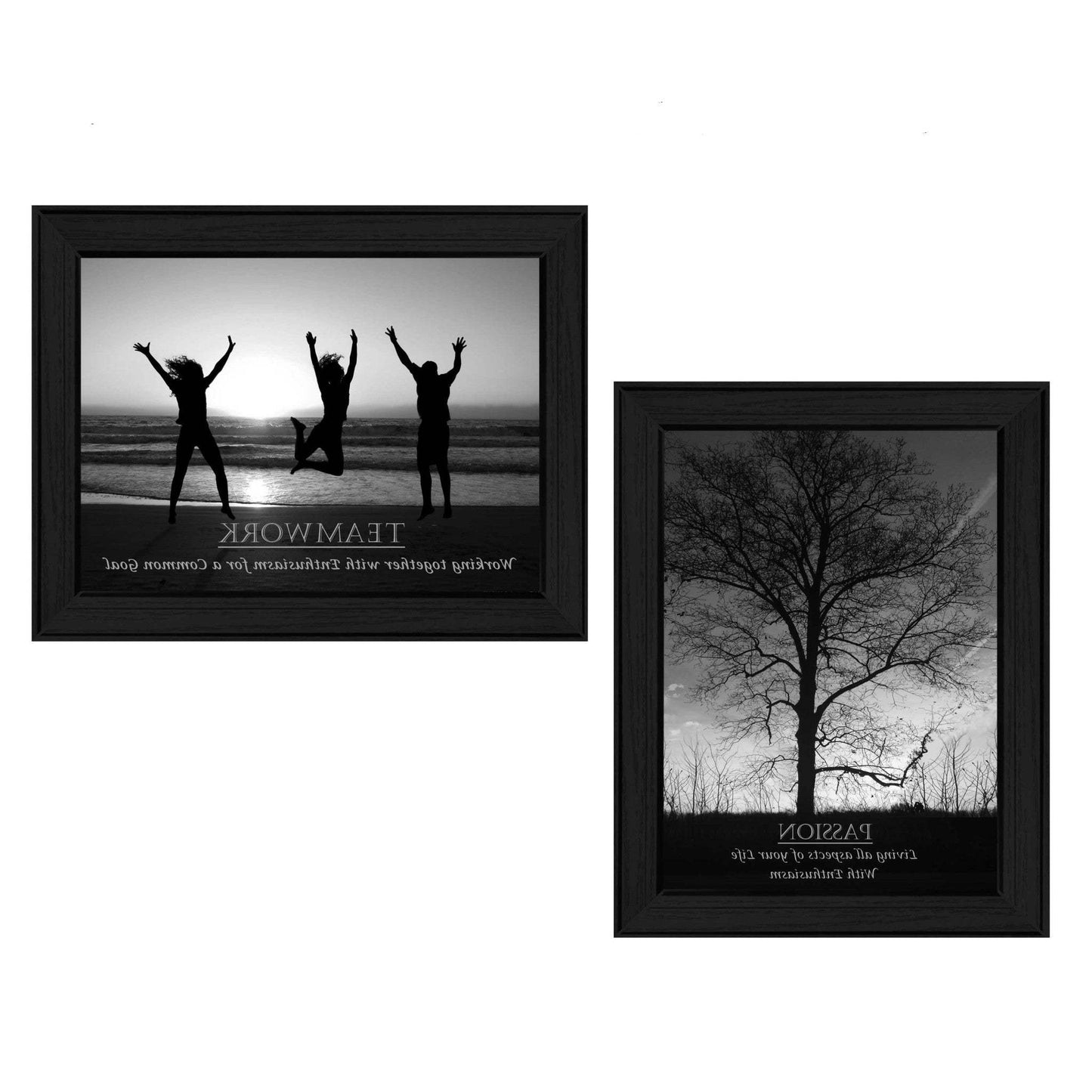 Set Of Two Passion and Teamwork Black Framed Print Wall Art - Homeroots - Flyclothing LLC