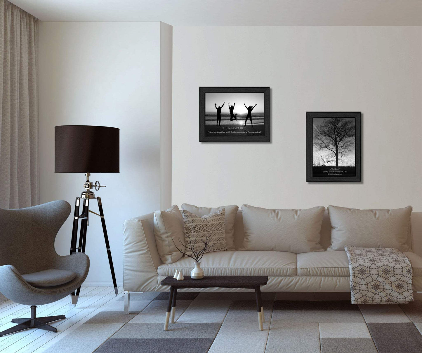 Set Of Two Passion and Teamwork Black Framed Print Wall Art - Homeroots - Flyclothing LLC