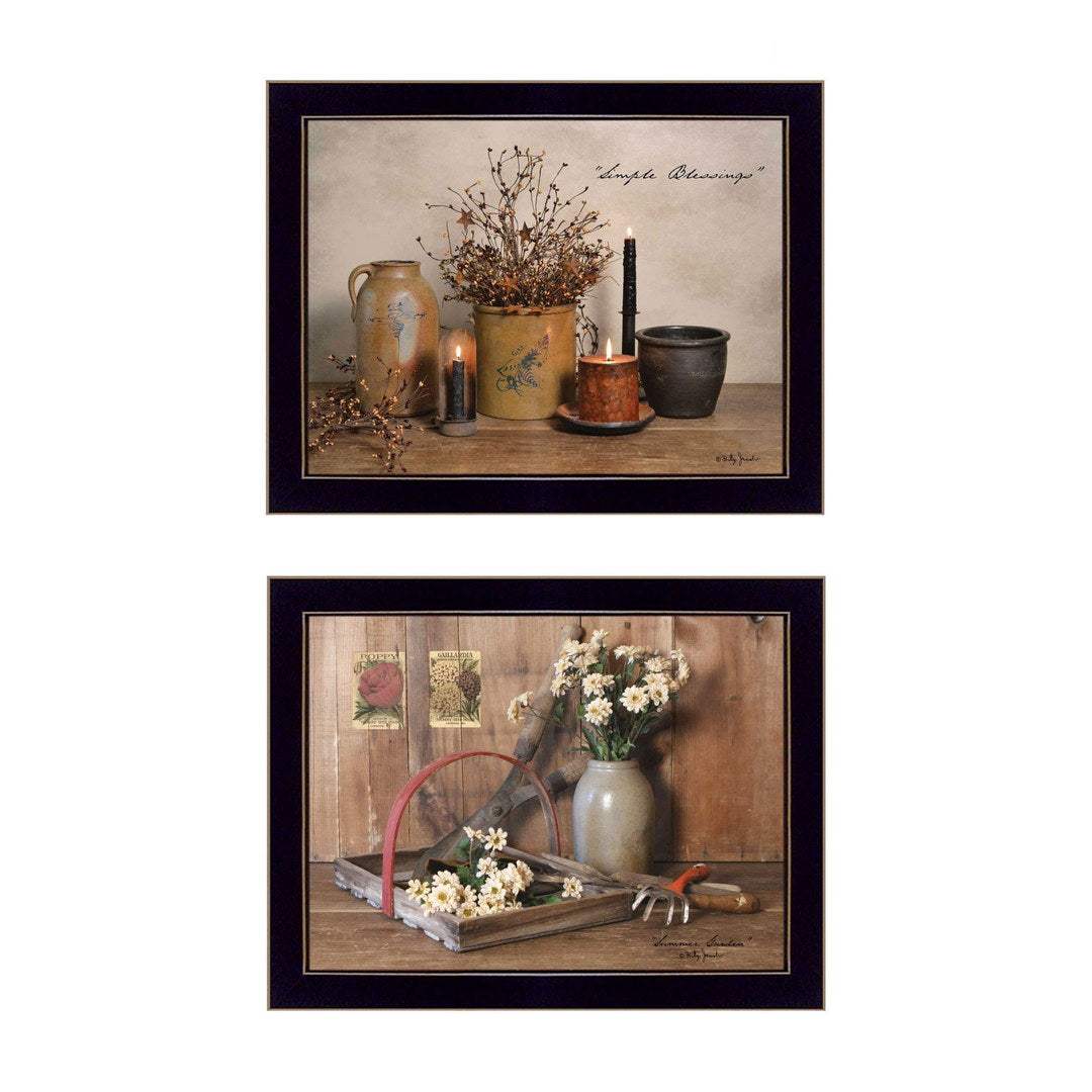 Set Of Two Simple Blessings Black Framed Print Wall Art - Homeroots - Flyclothing LLC