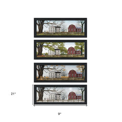 Set Of Four Four Seasons Collection II 2 Black Framed Print Wall Art