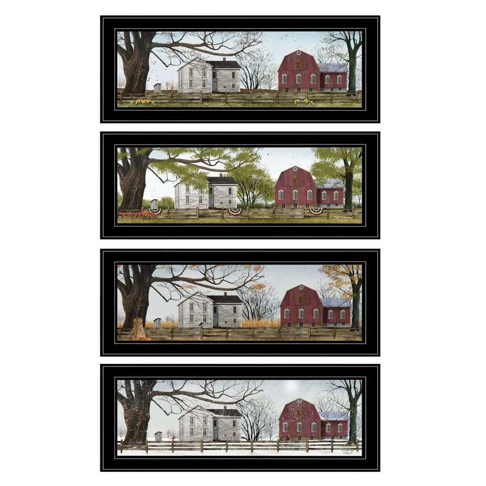 Set Of Four Four Seasons Collection II 3 Black Framed Print Wall Art - Homeroots - Flyclothing LLC