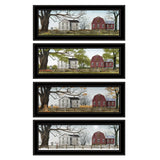 Set Of Four Four Seasons Collection II 3 Black Framed Print Wall Art - Homeroots