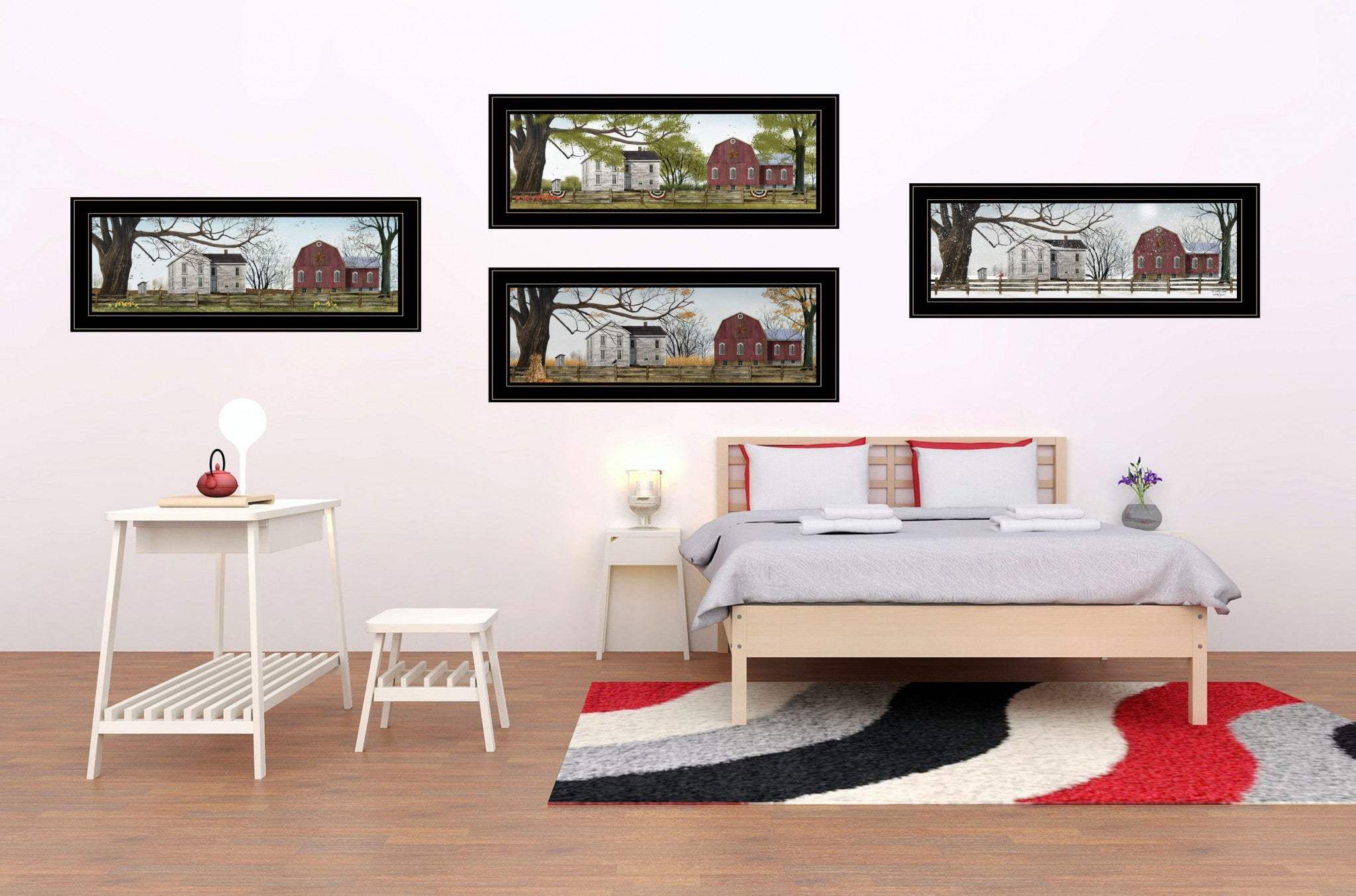 Set Of Four Four Seasons Collection II 3 Black Framed Print Wall Art - Homeroots - Flyclothing LLC