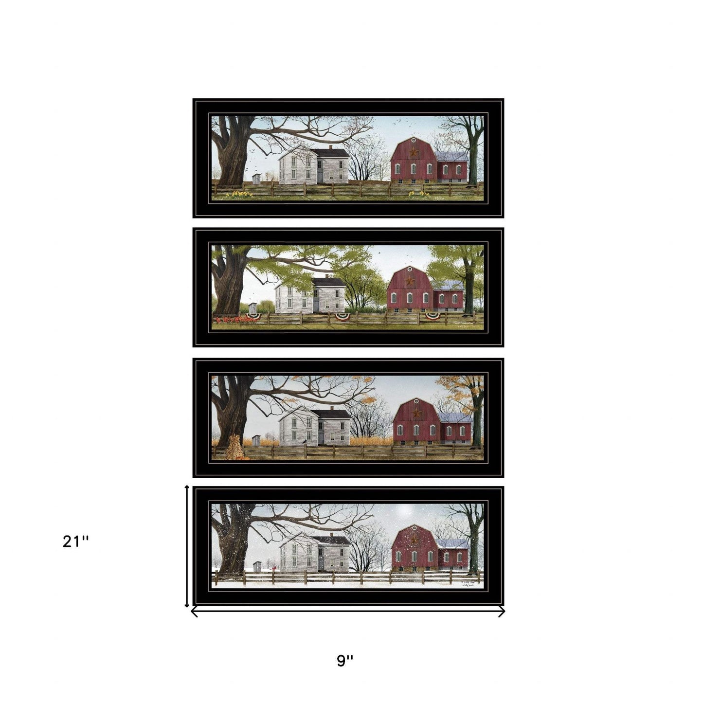 Set Of Four Four Seasons Collection II 3 Black Framed Print Wall Art - Homeroots - Flyclothing LLC