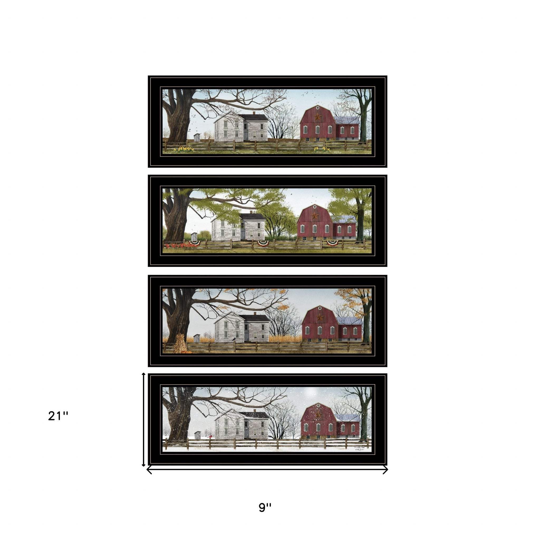 Set Of Four Four Seasons Collection II 3 Black Framed Print Wall Art - Homeroots - Flyclothing LLC