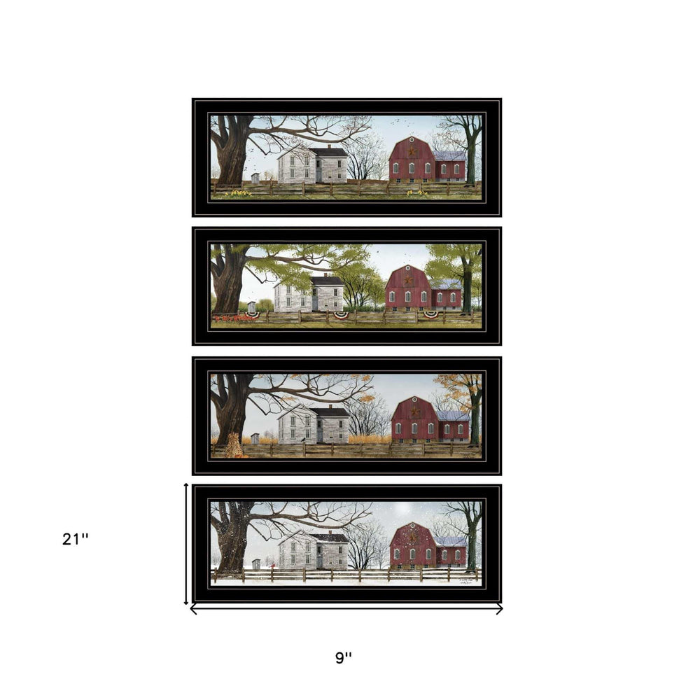 Set Of Four Four Seasons Collection II 3 Black Framed Print Wall Art - Homeroots - Flyclothing LLC