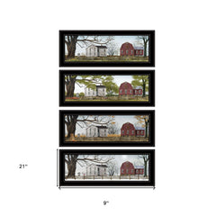 Set Of Four Four Seasons Collection II 3 Black Framed Print Wall Art