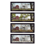 Set Of Four Red Barn For The Season Black Framed Print Wall Art - Homeroots