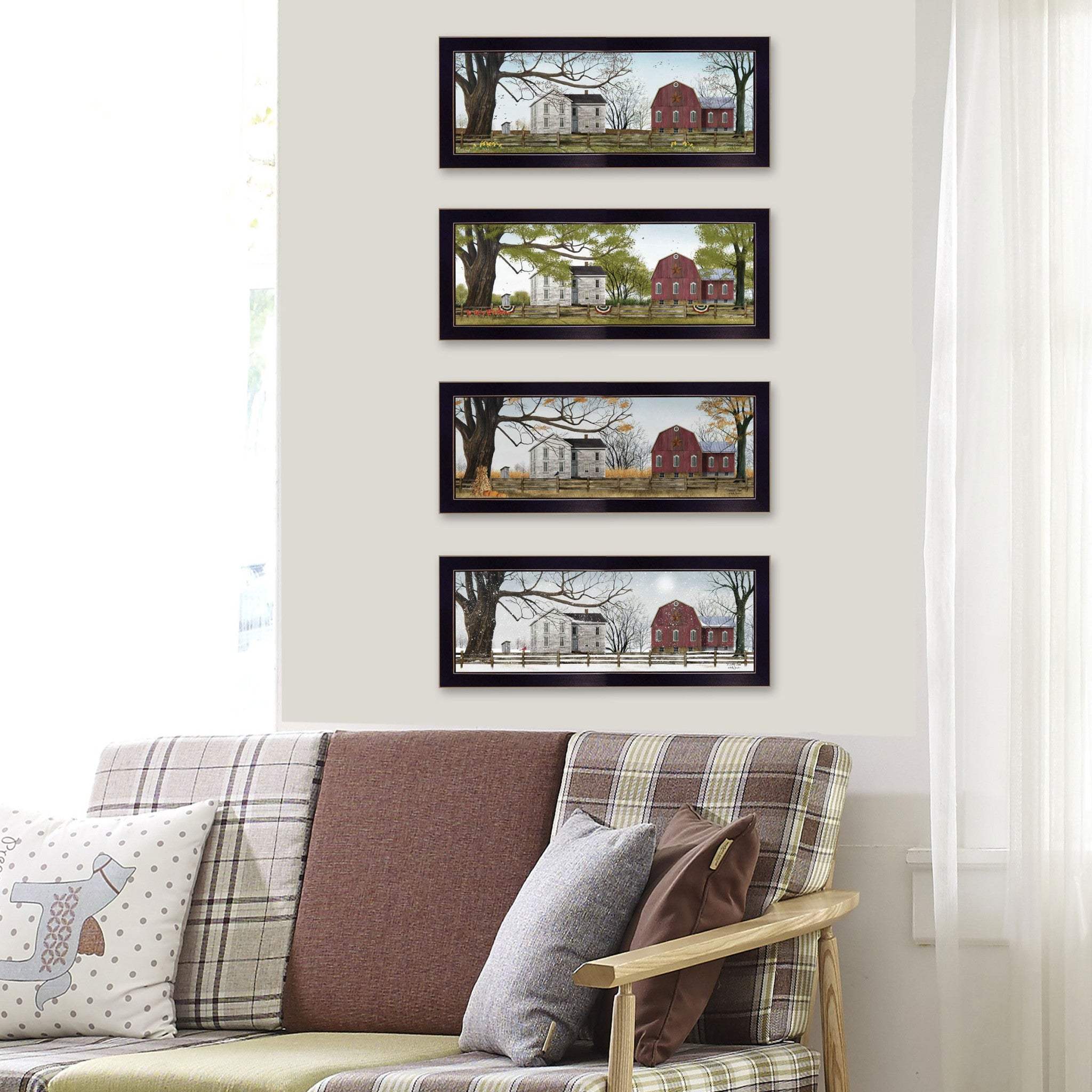 Set Of Four Red Barn For The Season Black Framed Print Wall Art - Homeroots - Flyclothing LLC