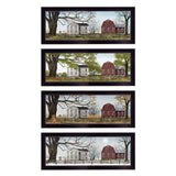 Set Of Four Red Barn For The Season Black Framed Print Wall Art - Homeroots - Flyclothing LLC