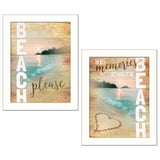 Set Of Two Beach Please White Framed Print Wall Art - Homeroots - Flyclothing LLC