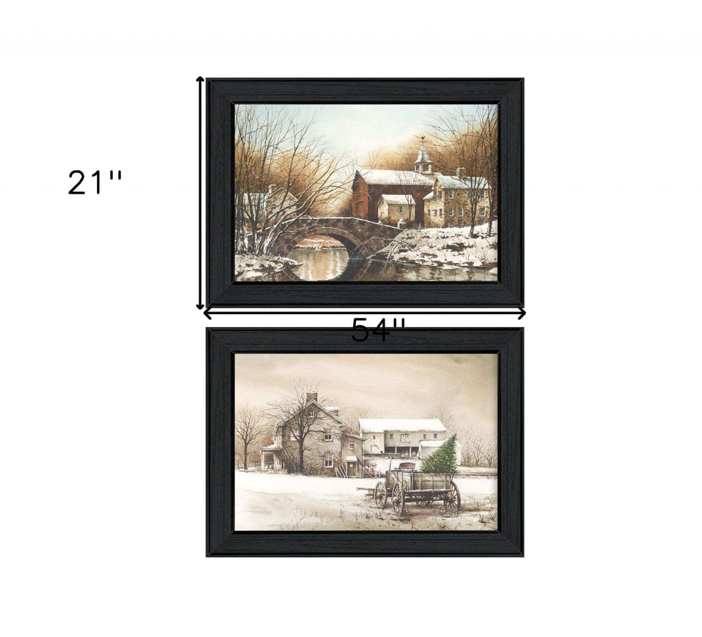 Set Of Two Winter Reflections Black Framed Print Wall Art - Homeroots - Flyclothing LLC