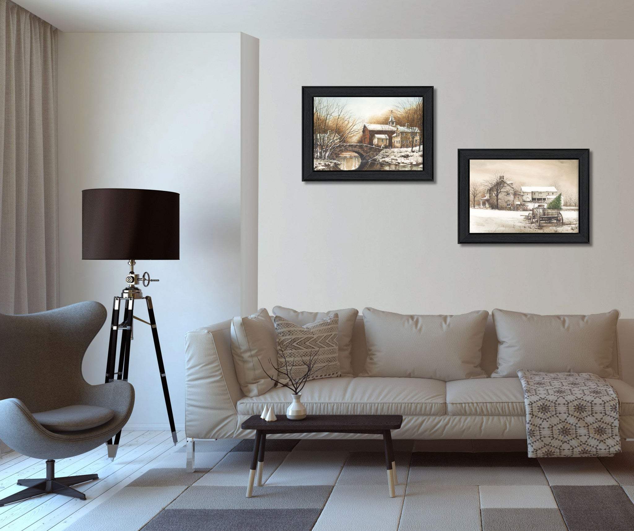Set Of Two Winter Reflections Black Framed Print Wall Art - Homeroots - Flyclothing LLC