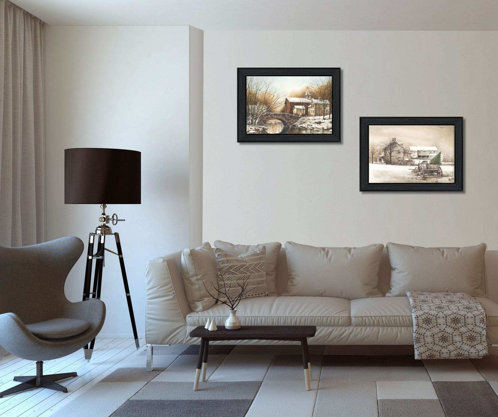 Set Of Two Winter Reflections Black Framed Print Wall Art - Homeroots - Flyclothing LLC