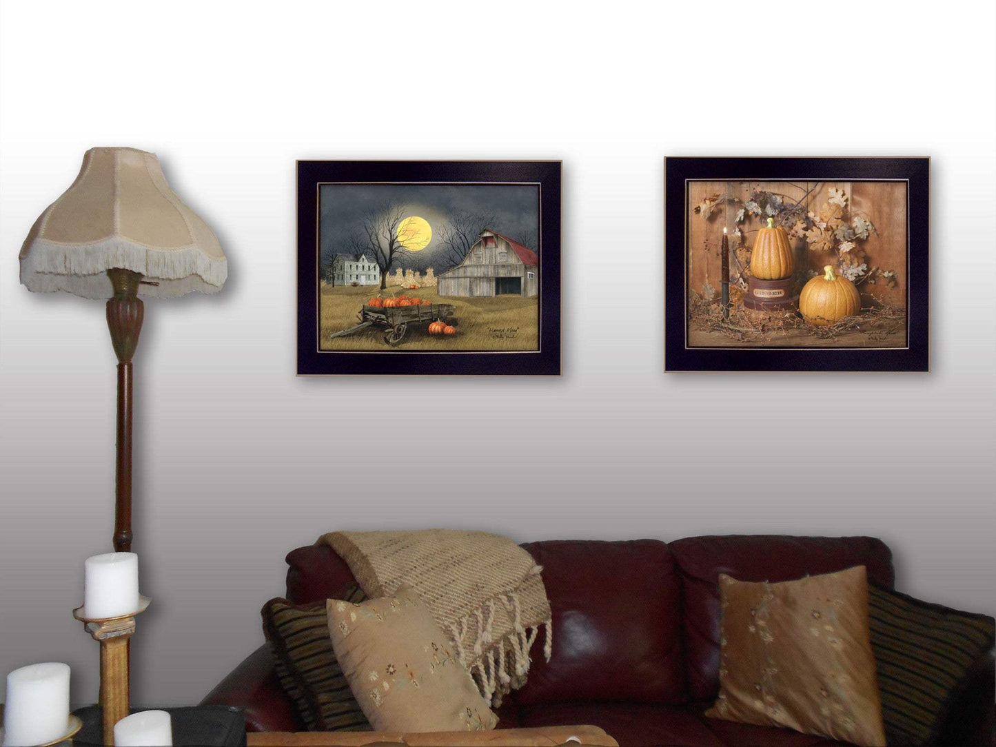 Set Of Two Pumpkin Space Harvest Black Framed Print Kitchen Wall Art - Homeroots - Flyclothing LLC