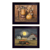 Set Of Two Pumpkin Space Harvest Black Framed Print Kitchen Wall Art - Homeroots