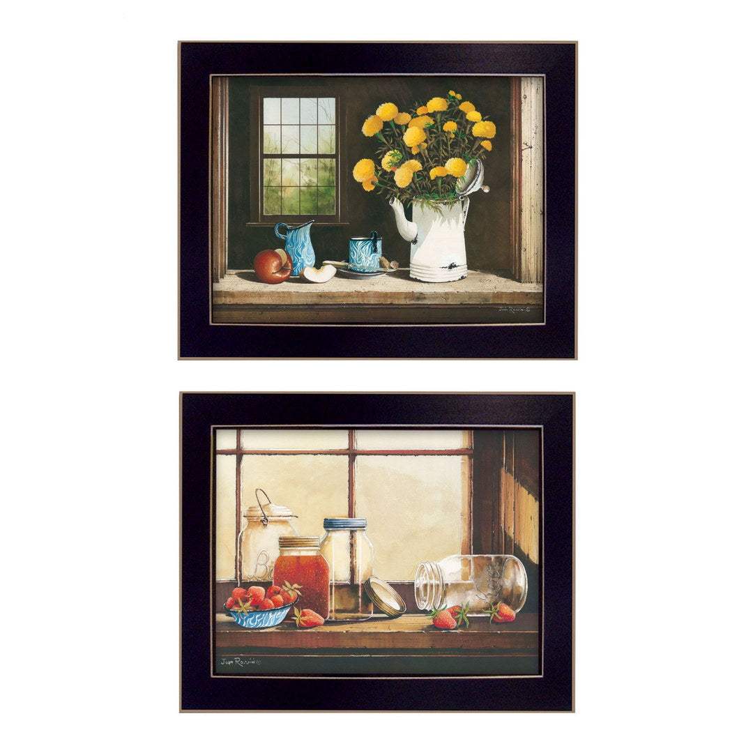 Set Of Two Tea Apples and Strawberries Black Framed Print Kitchen Wall Art - Homeroots - Flyclothing LLC