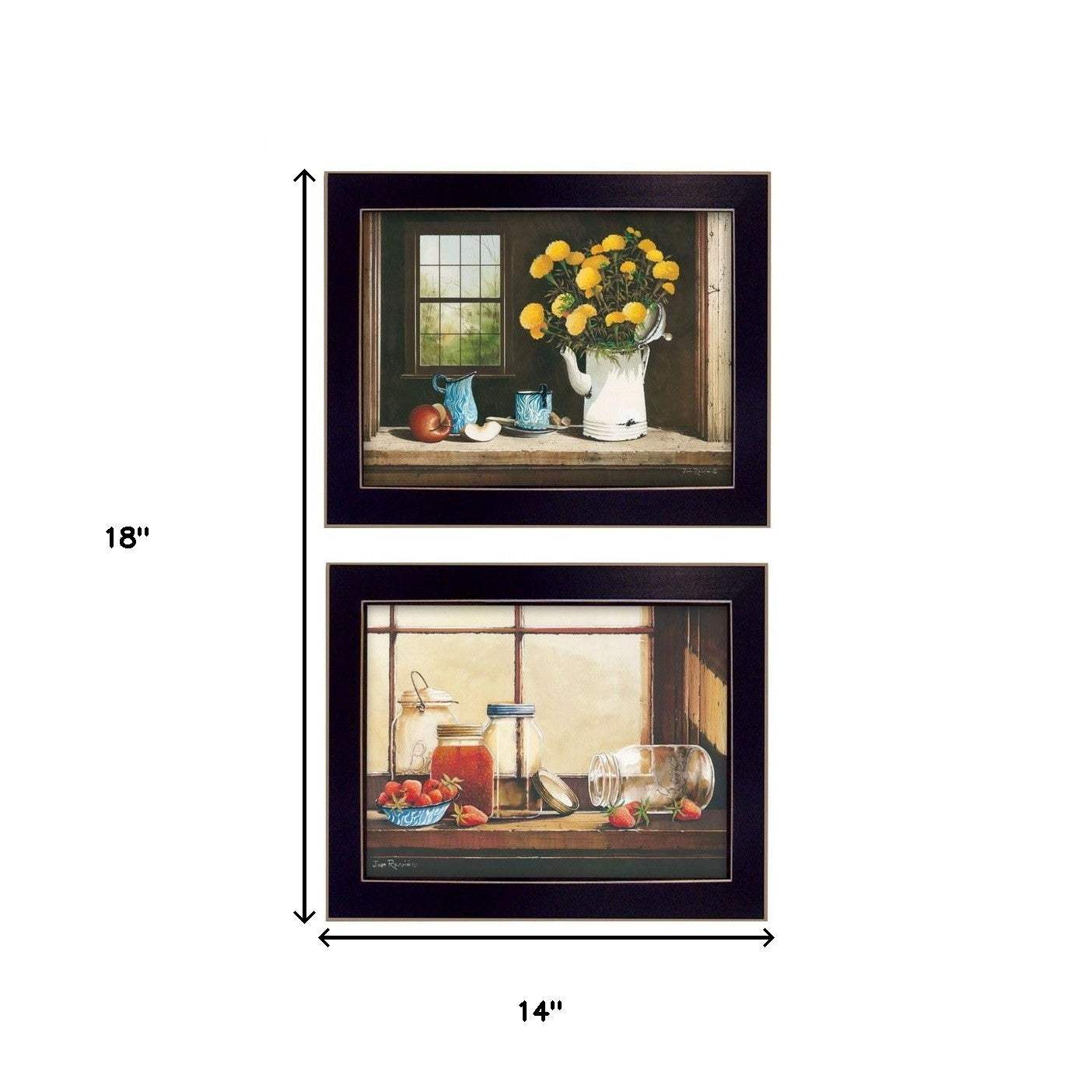 Set Of Two Tea Apples and Strawberries Black Framed Print Kitchen Wall Art - Homeroots - Flyclothing LLC