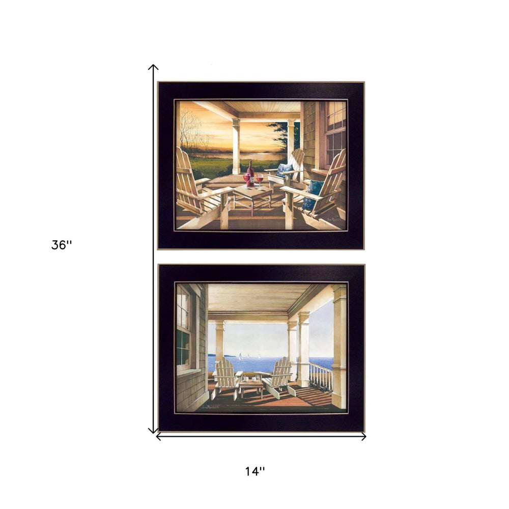 Set Of Two Veranda Views Black Framed Print Wall Art - Homeroots - Flyclothing LLC