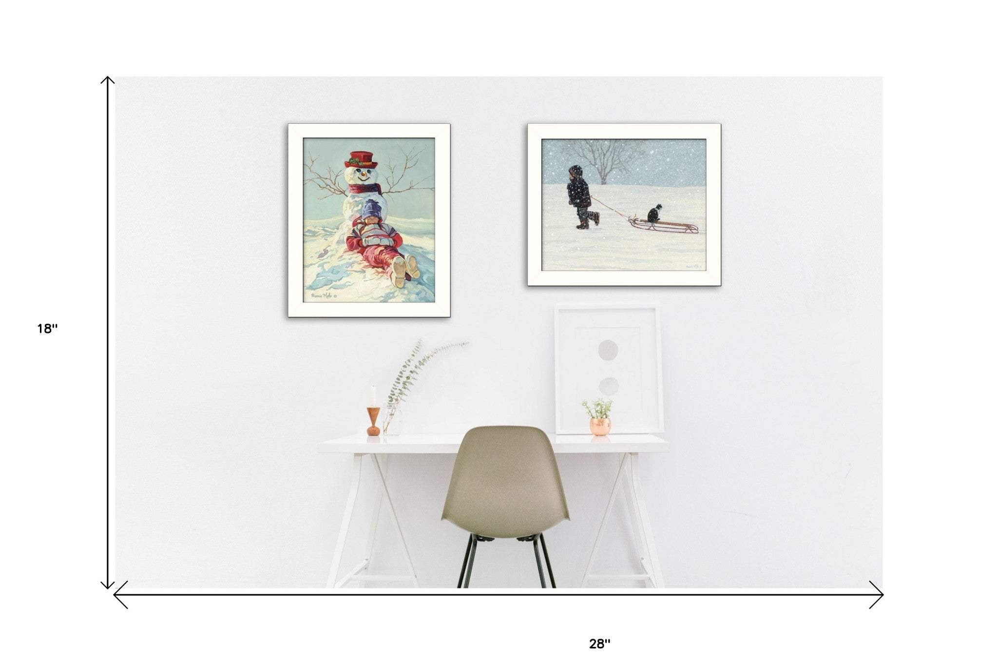 Set Of Two Snow Memories White Framed Print Wall Art - Homeroots - Flyclothing LLC