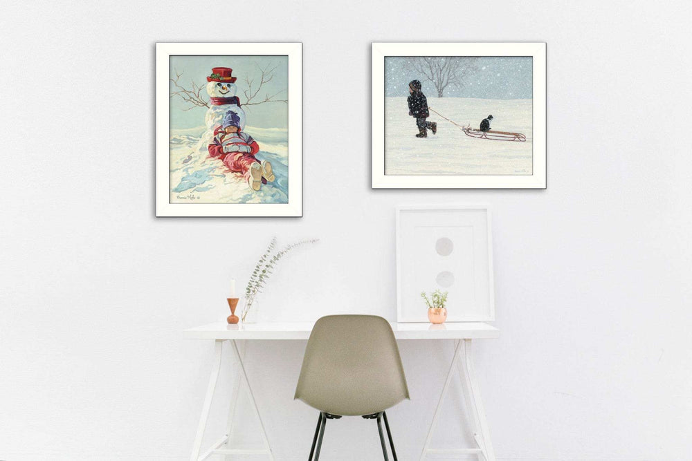 Set Of Two Snow Memories White Framed Print Wall Art - Homeroots - Flyclothing LLC