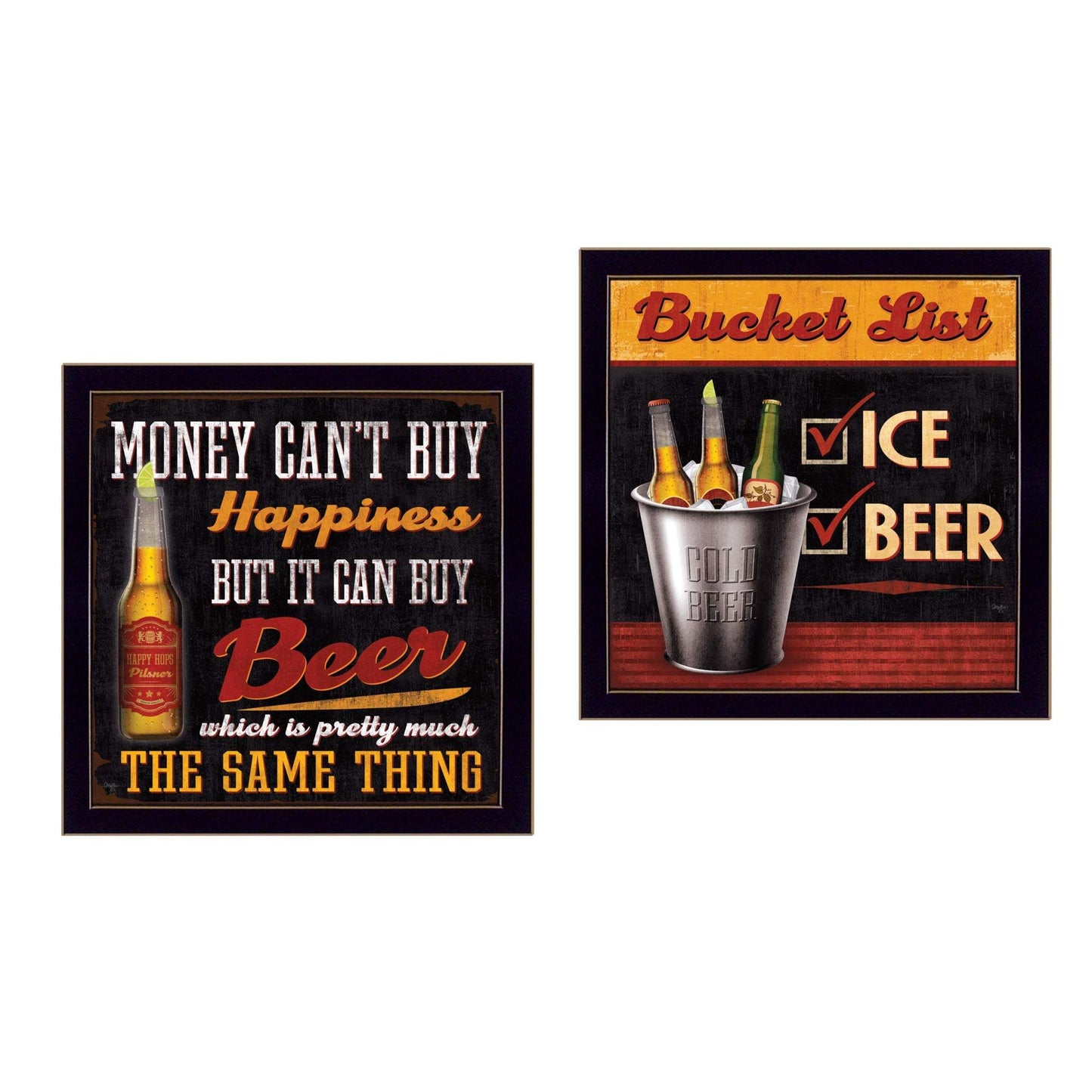 Set Of Two Bucket List Black Framed Print Wall Art - Homeroots - Flyclothing LLC