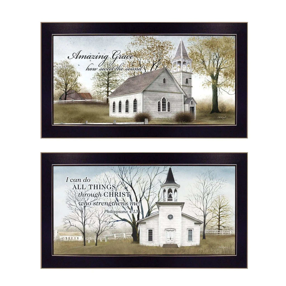 Set Of Two Amazing Grace 1 Black Framed Print Wall Art - Homeroots - Flyclothing LLC
