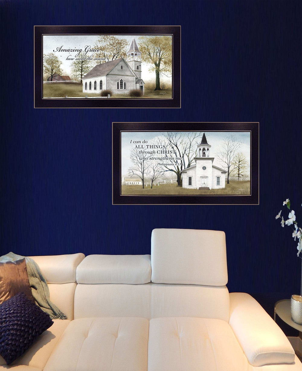 Set Of Two Amazing Grace 1 Black Framed Print Wall Art - Homeroots - Flyclothing LLC