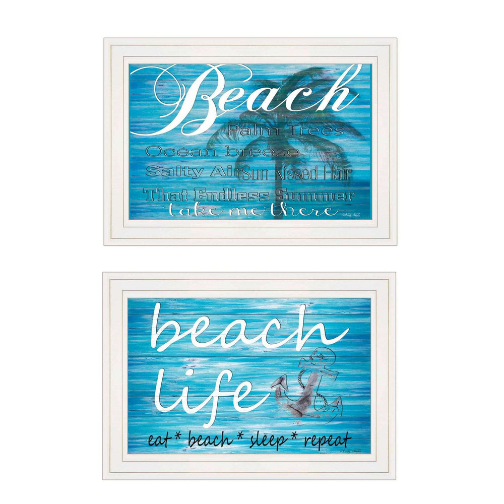 Set Of Two Beach Life 1 White Framed Print Wall Art - Homeroots - Flyclothing LLC