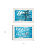 Set Of Two Beach Life 1 White Framed Print Wall Art - Homeroots - Flyclothing LLC