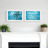 Set Of Two Beach Life 1 White Framed Print Wall Art - Homeroots